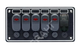 Панель бортового питания 5 переключателей, USB зарядка (10147-BKU)